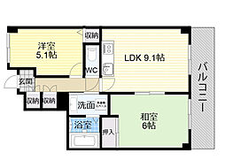 サンハイム今福 2LDKの間取図画像