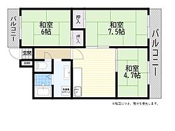 レオハイツ蒲生 3LDKの間取図画像