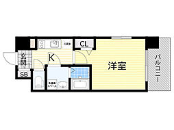 レジュールアッシュ桜宮リバーコート 1Kの間取図画像