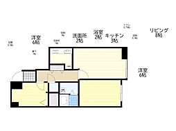 コスモ鶴見緑地 2LDKの間取図画像