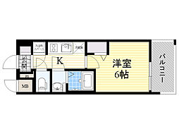 レジュールアッシュ都島ブリーゼ 1Kの間取図画像
