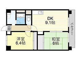 ピアニスクエア 2DKの間取図画像