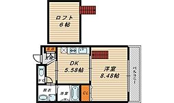 コンフォート1 1DKの間取図画像