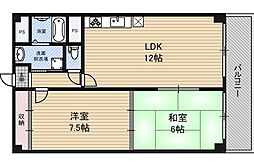 パレ・城北 2LDKの間取図画像
