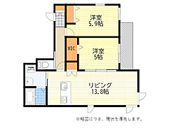 グランリヴィエール 2LDKの間取図画像