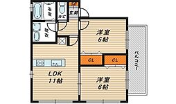 ボナール 2LDKの間取図画像