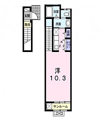 エスエスメゾンA ワンルームの間取図画像