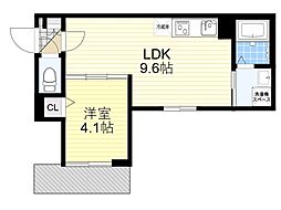 大阪市旭区中宮3丁目アパート 1LDKの間取図画像