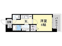 レジュールアッシュ京橋 1Kの間取図画像