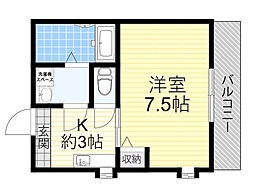 シャルム千林 1Kの間取図画像