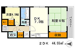 アプリーレ都島 2DKの間取図画像