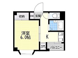 コーポ三原 1Kの間取図画像