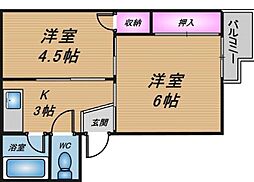 日建ハイツ 2Kの間取図画像