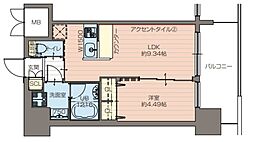 プレジオ都島ASIAN 1LDKの間取図画像