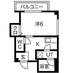 シャルム千林三番館 1Kの間取図画像