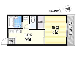 エクセル山田 1LDKの間取図画像