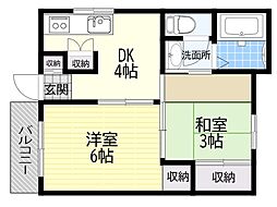 ローズハイツ 2DKの間取図画像