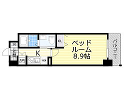 ルクレ京橋 1Kの間取図画像