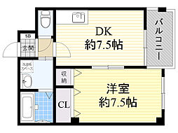 サンフローラ 1DKの間取図画像