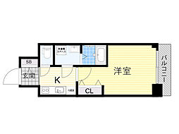 エスリードレジデンス都島シティフロント 1Kの間取図画像