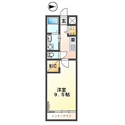 prunier(プリュニエ) 1Kの間取図画像