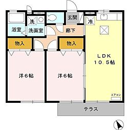 リヴェール文 2LDKの間取図画像