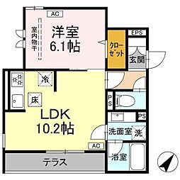 アメティスタ相模が丘 1LDKの間取図画像