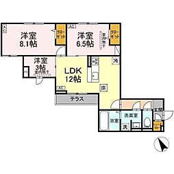 ドムスクレスト森野 3LDKの間取図画像