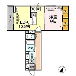 相模原市南区東林間4丁目アパート 1LDKの間取図画像