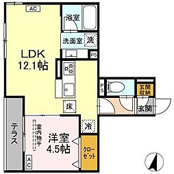 アルベート湘南台 1LDKの間取図画像