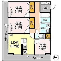 Cosmet湘南平塚 2LDKの間取図画像