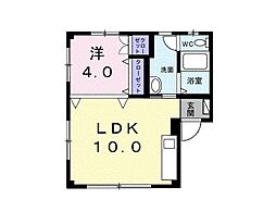 スカイコートハマダ 1LDKの間取図画像