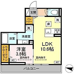 藤沢市湘南台4丁目アパート 1LDKの間取図画像