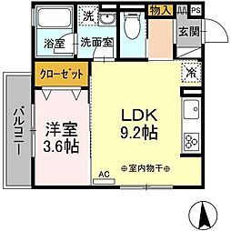 クレール 1LDKの間取図画像