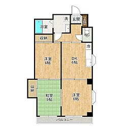 グリーンシティミヤサカ 3DKの間取図画像