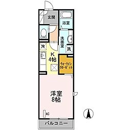 LUANA湘南 1Kの間取図画像