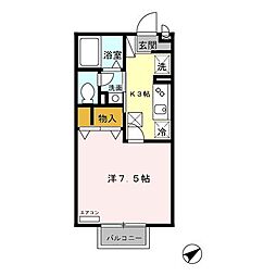 モンターニャ 1Kの間取図画像