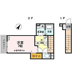 アプリコ 1Kの間取図画像