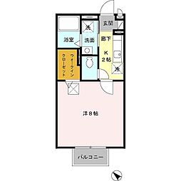 グリーンハウスC 1Kの間取図画像