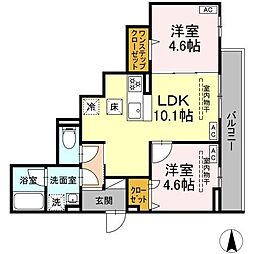 青木ビル 2LDKの間取図画像