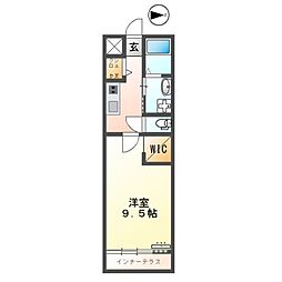 prunier(プリュニエ) 1Kの間取図画像