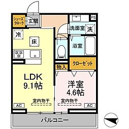 ゼラニウム湘南台 1LDKの間取図画像