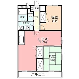 ソレイユ楠 2LDKの間取図画像