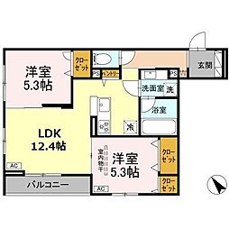 シャルムコート 2LDKの間取図画像