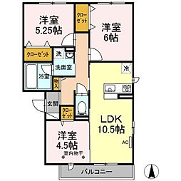 コートミカエルB 3LDKの間取図画像