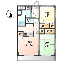 ピュア海老名 2LDKの間取図画像