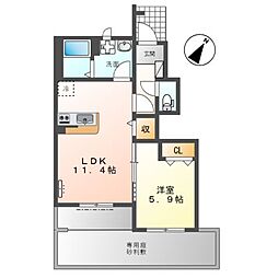 アモーレシンフォニア1 1LDKの間取図画像