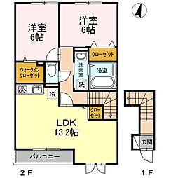 ルミエールA 2LDKの間取図画像