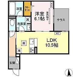エスペリア栄町 1LDKの間取図画像