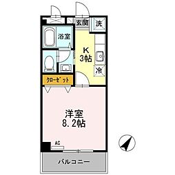 ブランシュ 1Kの間取図画像